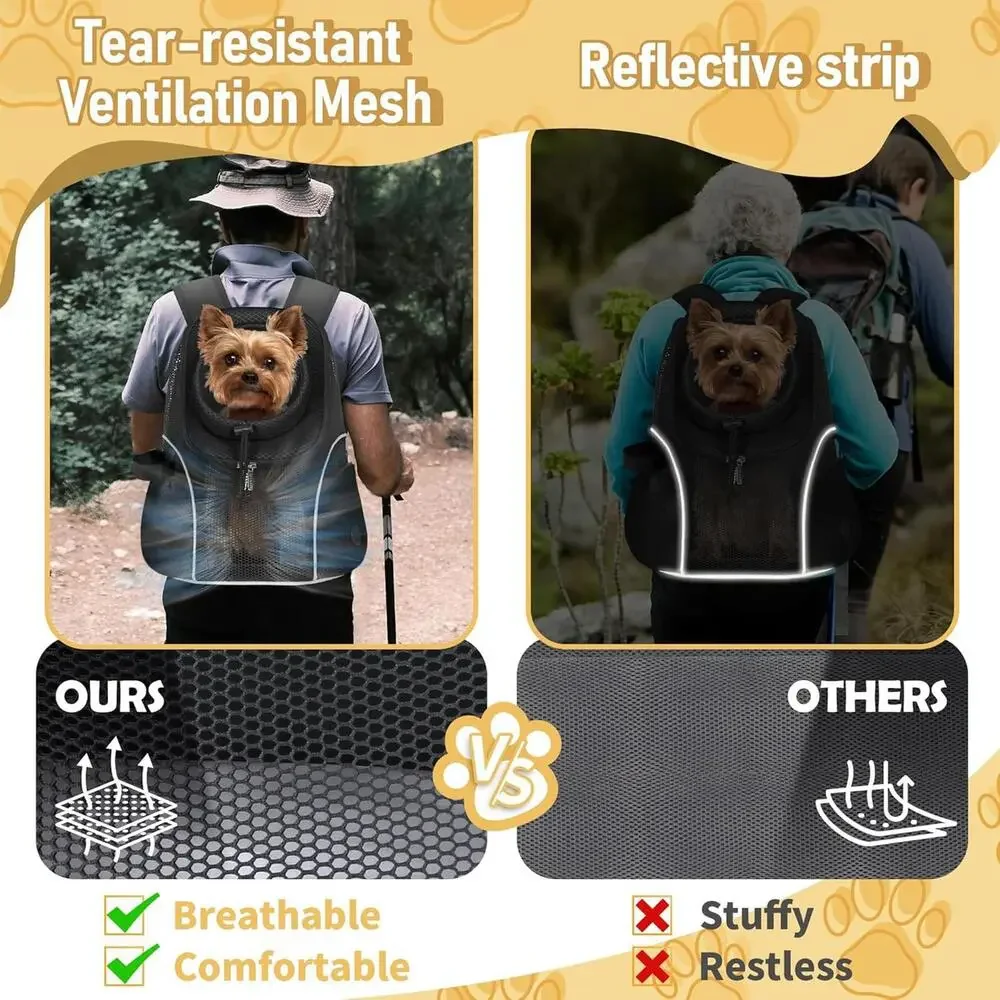 NWT WOYYHO Pet Dog Backpack Carrier Ventilated Mesh, Medium, 5-9lbs, Black